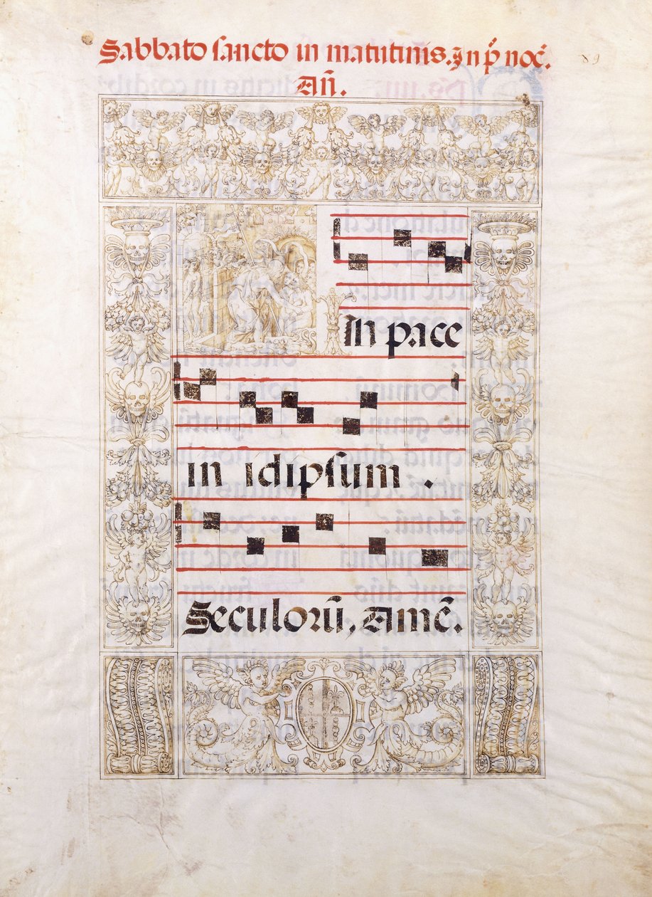 Christus an den Toren der Hölle, das Banner der Auferstehung tragend und Seelen rettend, Adam und Eva dahinter, ca. 1550 von Italian School