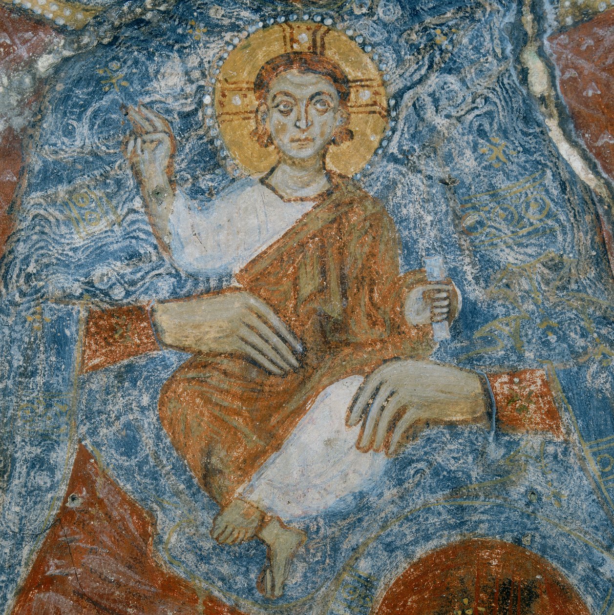 Christus, Detail des Freskos der Madonna mit Kind und den Engeln Raffael und Gabriel von Italian School
