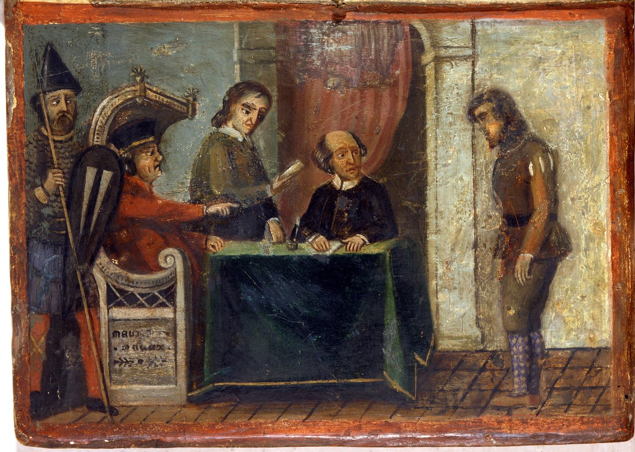 Verurteilung eines Bürgers in Anwesenheit des Richters und der Stadtvertreter 1273. Nationalarchiv, Siena. von Italian School