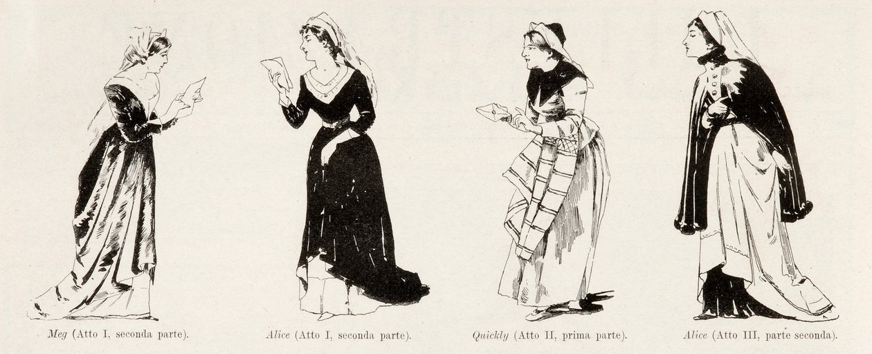 Kostüme aus der Oper Falstaff von Verdi, aus L