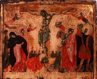 Kreuzigung, obere Hälfte eines Panels von Italian School