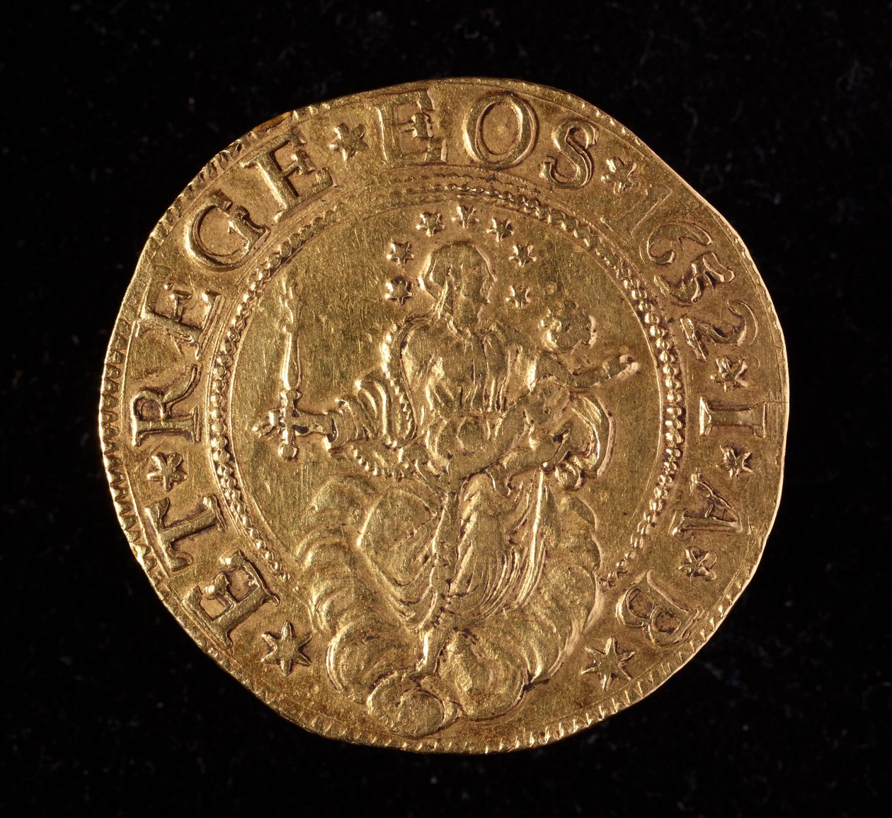 Währung der Republik Genua: fünf Gold-Doppie-Münze. Durchmesser 41 mm. 1652. Rückseite. Genua Musei di Strada Nuova von Italian School