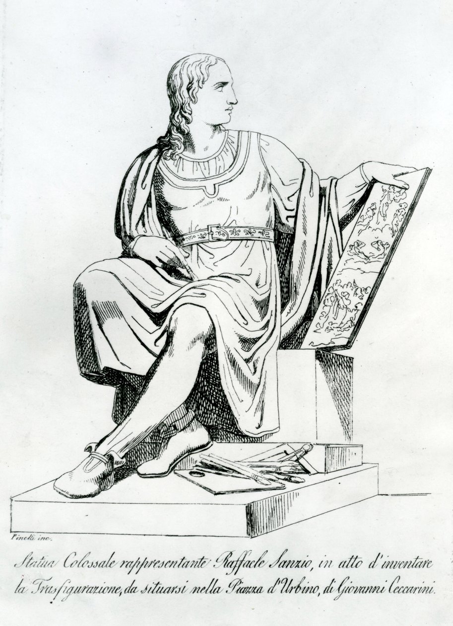 Zeichnung einer Statue von Giovanni Ceccarini von Raffaello Sanzio da Urbino von Italian School