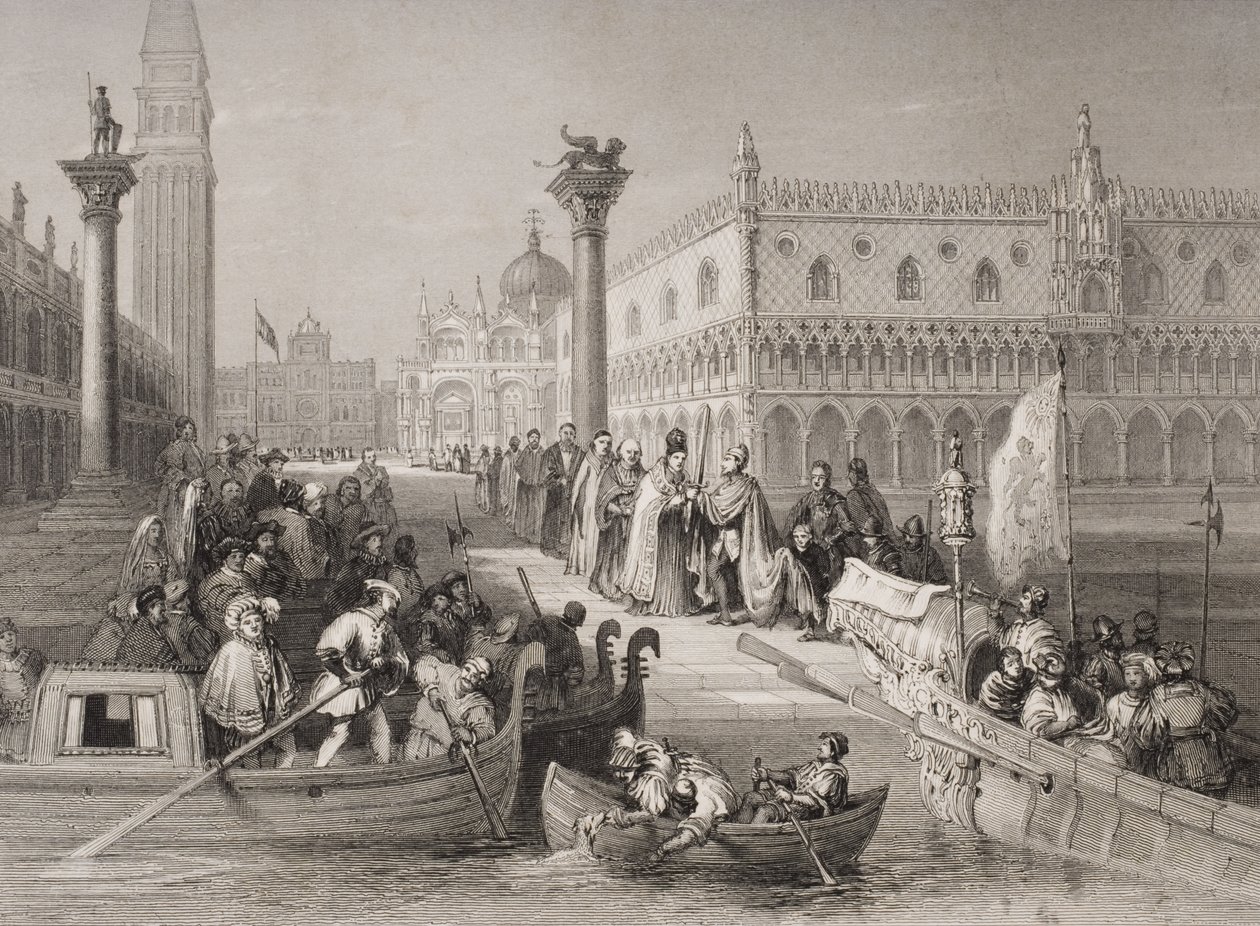 Einschiffung des Dogen, Venedig, graviert von Challis von Italian School