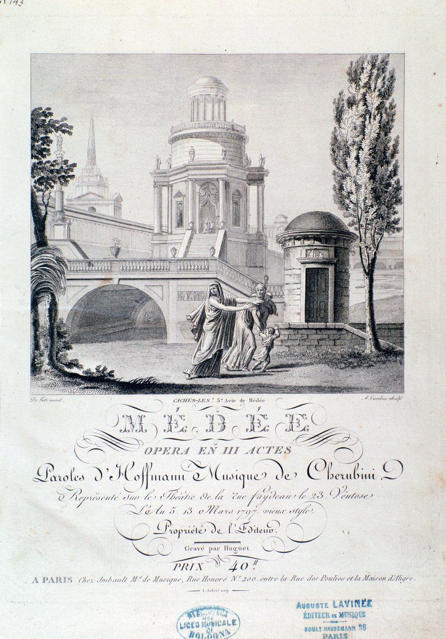 Frontispiz der Partitur von Medea (Szene 3), Oper von Luigi Cherubini von Italian School