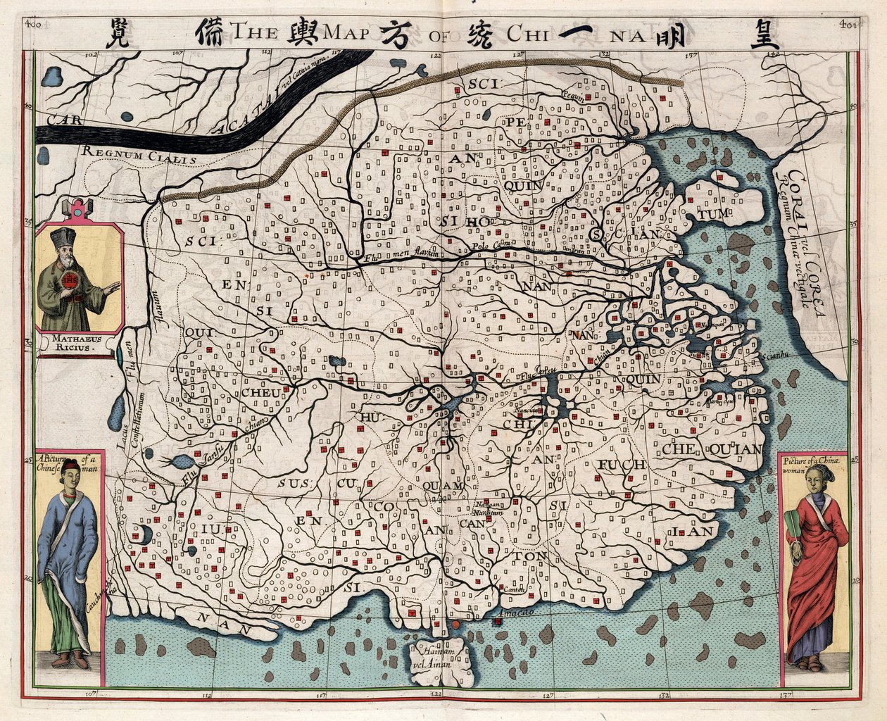 Geografische Karte von China aus „A discourse of the kingdom of China, taken out of Ricius and Trigautius“ von Matteo Ricci (1552-1610) von Italian School