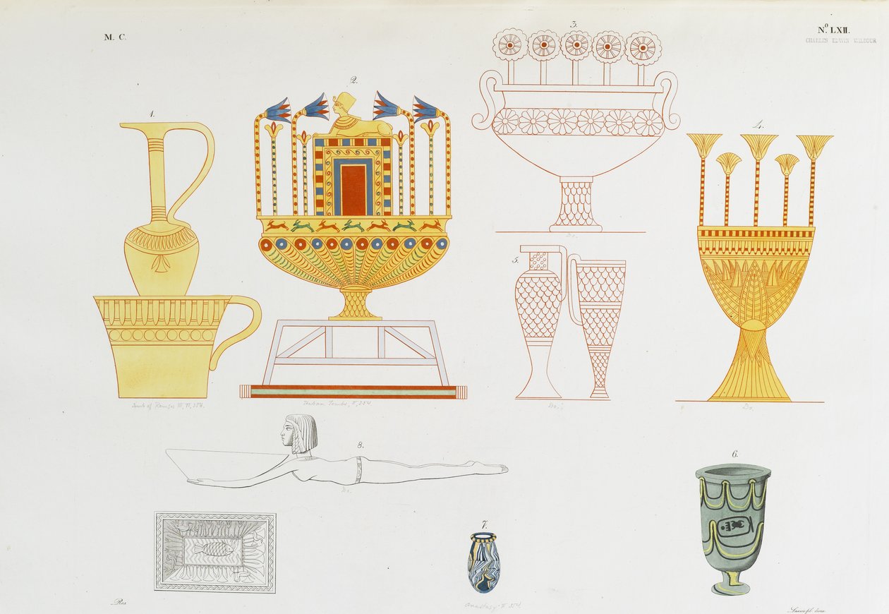 Goldgefäße und Glasgefäße aus dem thebanischen Grab von Italian School