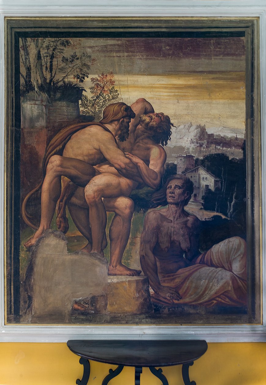 Herkules tötet Antäus, aus dem Gelben Raum von Italian School