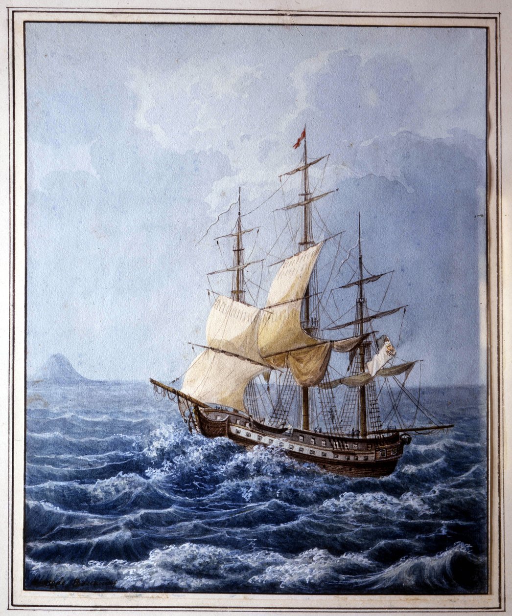 Marie Louise von Parma an Bord eines Segelbootes auf dem Weg nach Neapel am 10.07.1824, Gemälde von B. Boccaccio. Museo Glauco Lombardi von Parma von Italian School