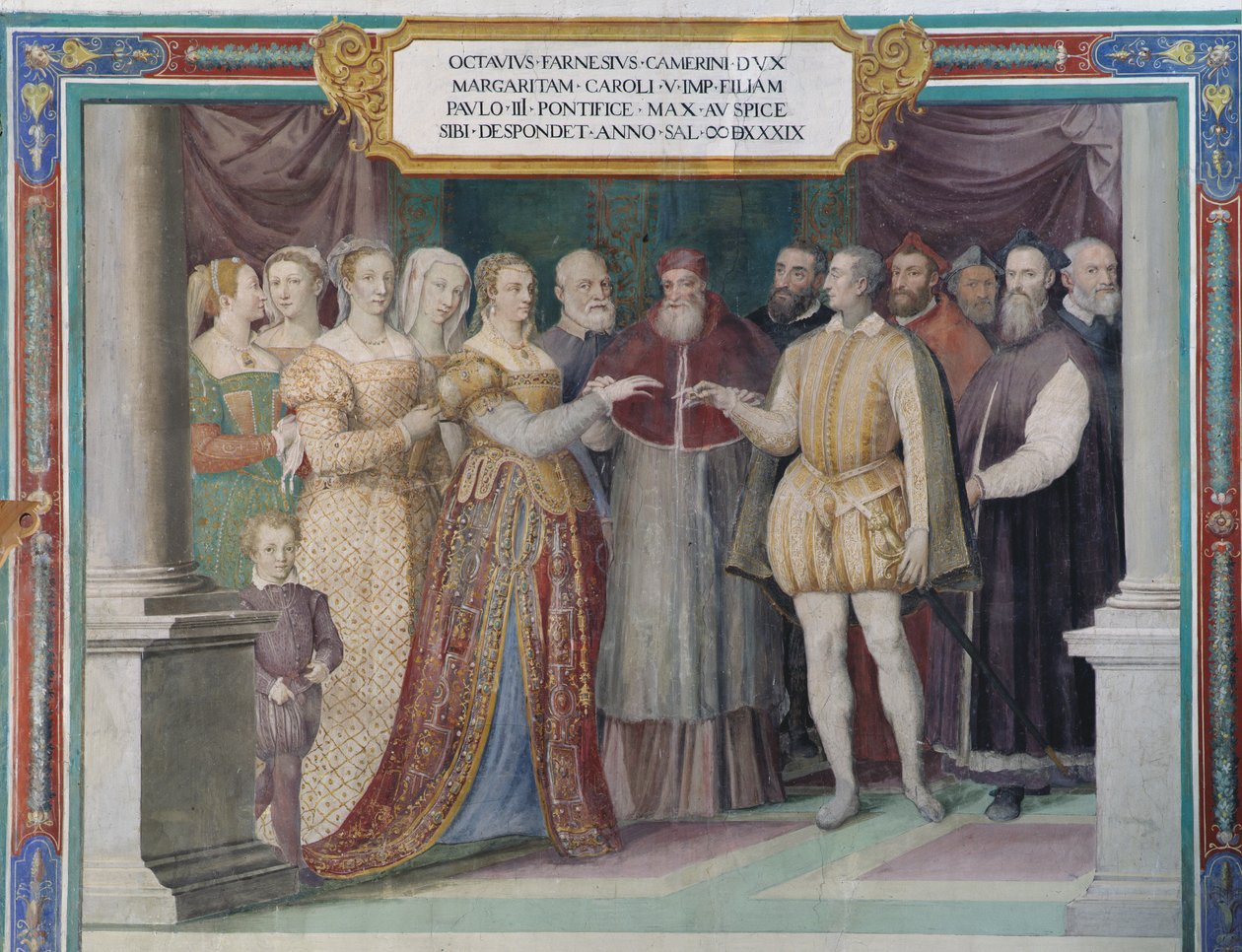 Hochzeit von Ottavio Farnese und Margarete von Österreich, Tochter von Karl V., durch Papst Paul III. Farnese von Italian School