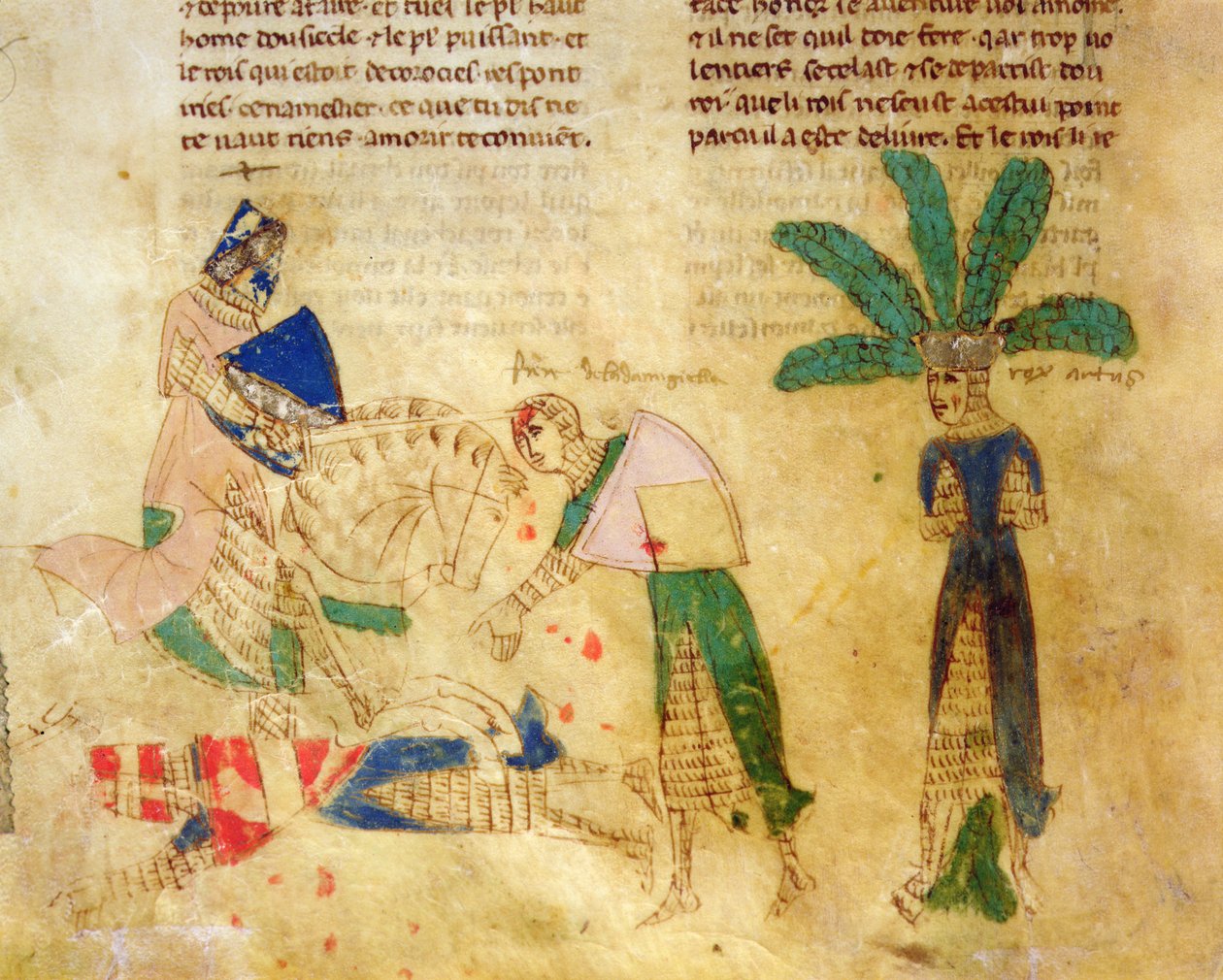 Ms.EST.59 fol.85v Tristan befreit König Artus, aus der Geschichte von Tristan von Italian School