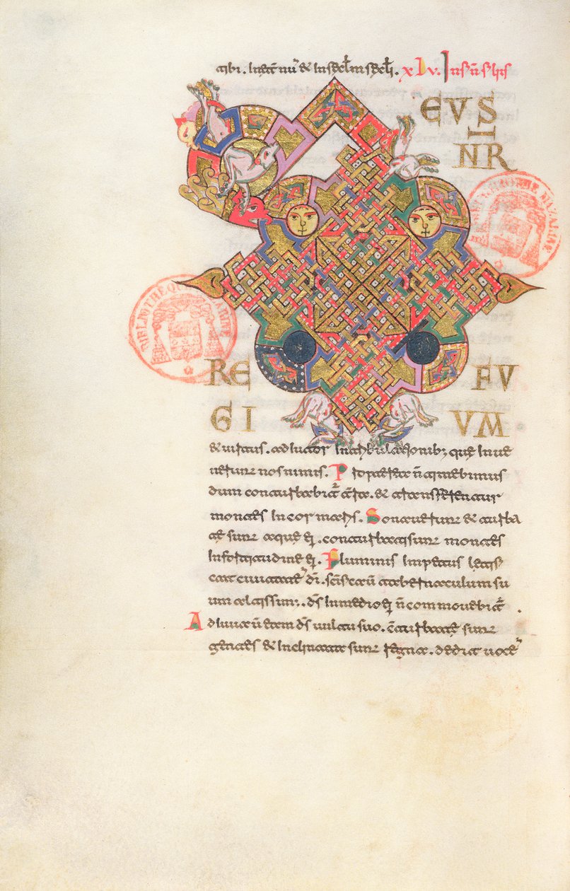 Buchstabe D (Deus) Initiale aus dem Brevier von Monte Cassino von Italian School
