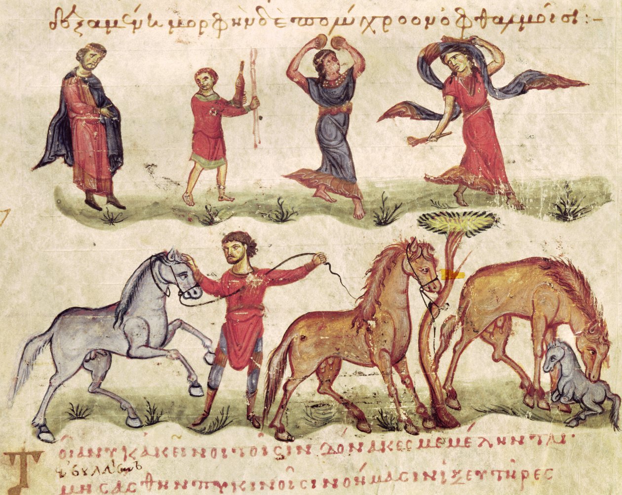 Ms Grec 479 Pferdetrainer, Illustration aus den Halieutica oder den Cynegetica von Oppian von Italian School