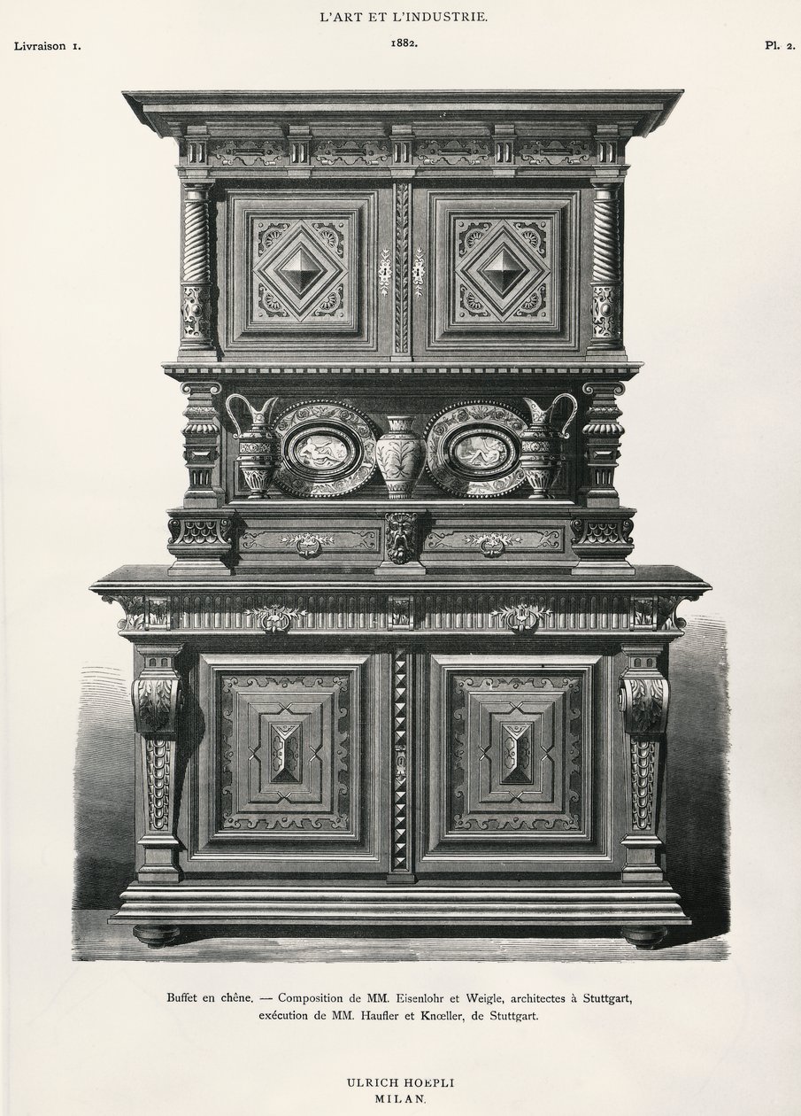 Eichenbuffet, entworfen in Stuttgart, Illustration aus L
