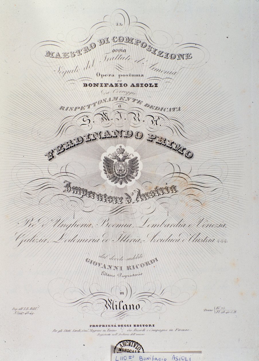 Seite aus Harmonie-Traktat von Bonifazio Asioli von Italian School