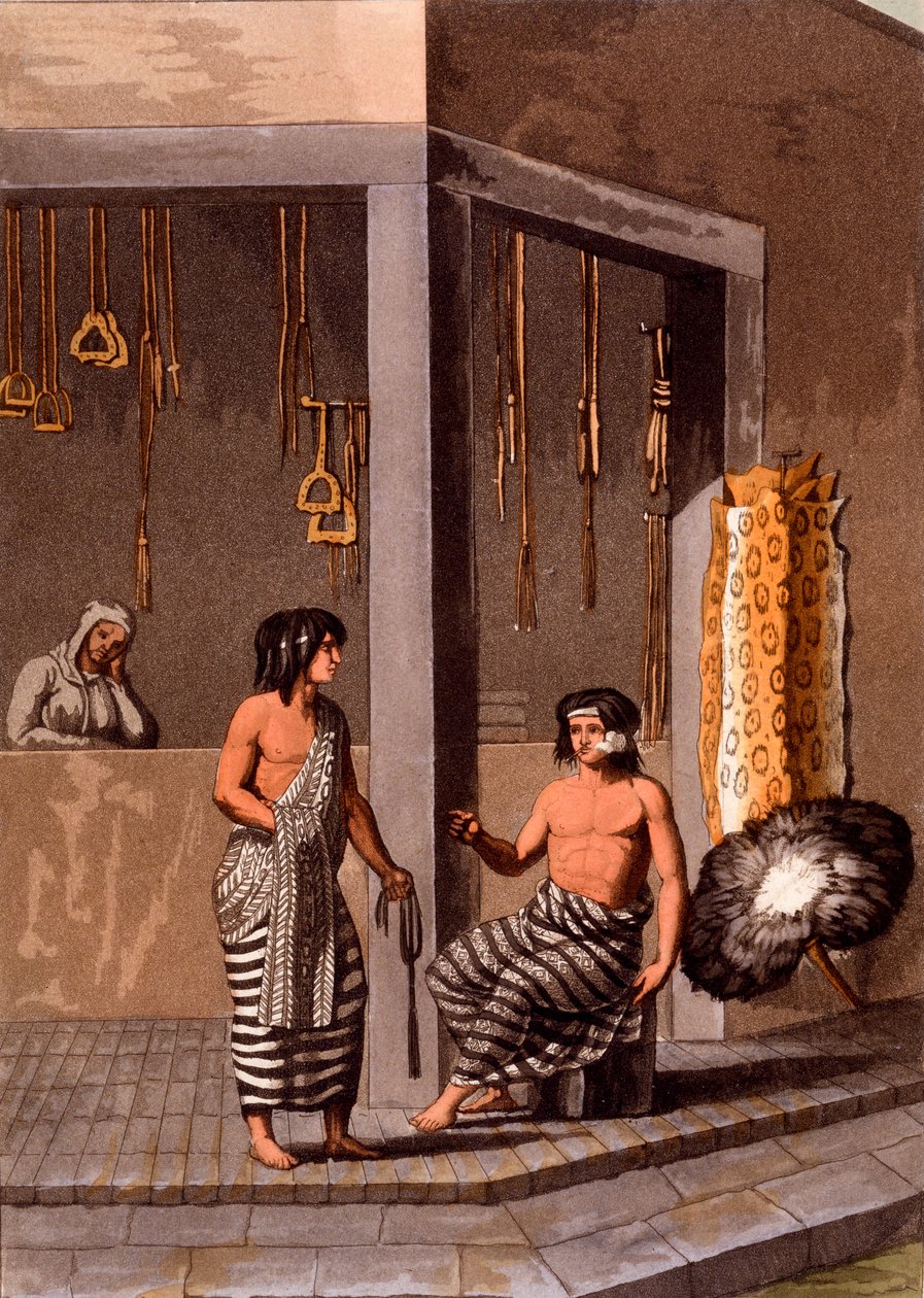 Pampas-Indianer in einem Geschäft namens Indiano, Calle de-los-Torres, Buenos Aires, ca. 1820er-30er Jahre von Italian School
