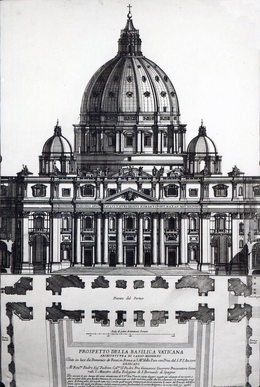 Plan von St. Peter, Rom, graviert von Alessandro Specchi von Italian School