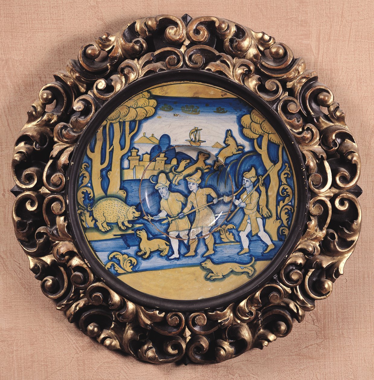 Teller dekoriert mit einer Jagdszene, Deruta-Werkstatt, ca. 1540-45 (Majolika) von Italian School