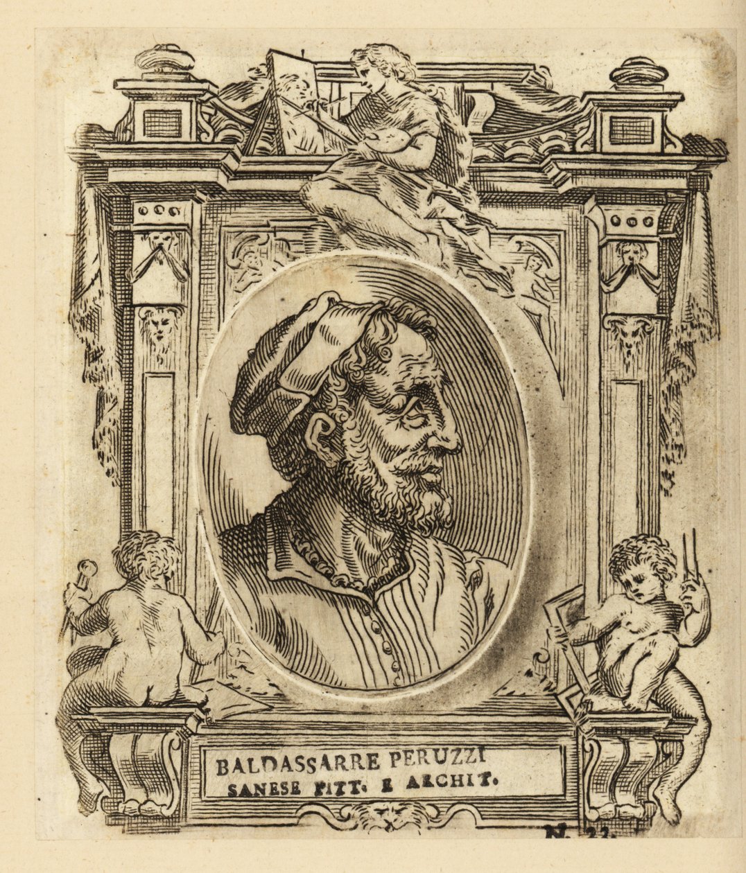 Porträt von Baldassare Tommaso Peruzzi, italienischer Architekt und Maler, geboren in der Nähe von Siena von Italian School