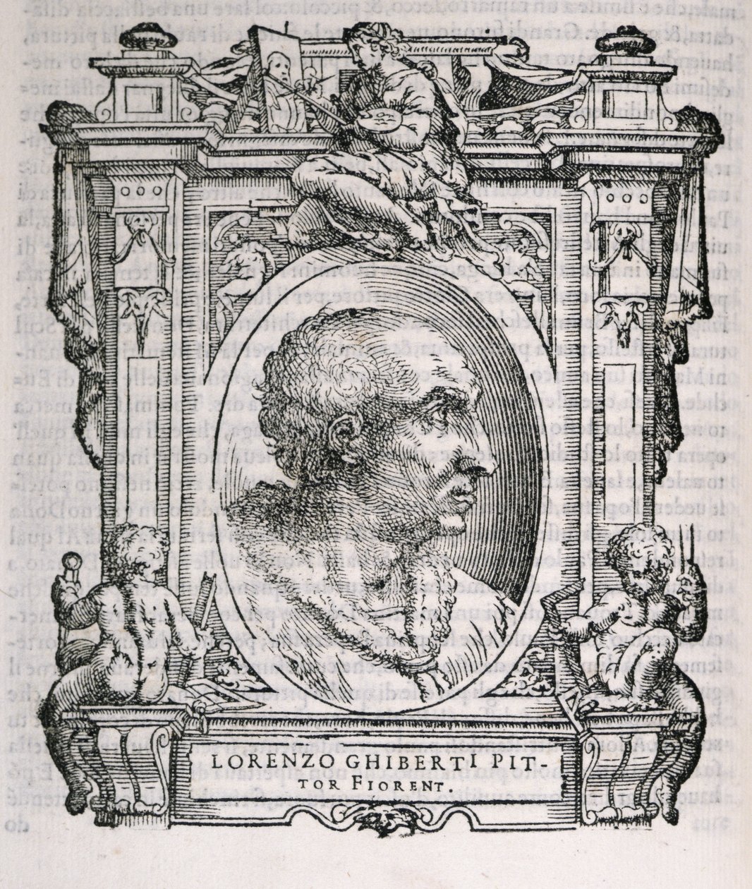 Porträt von Lorenzo Ghiberti (1378-1455) aus Vasaris Leben der Künstler, erstmals veröffentlicht 1550 von Italian School
