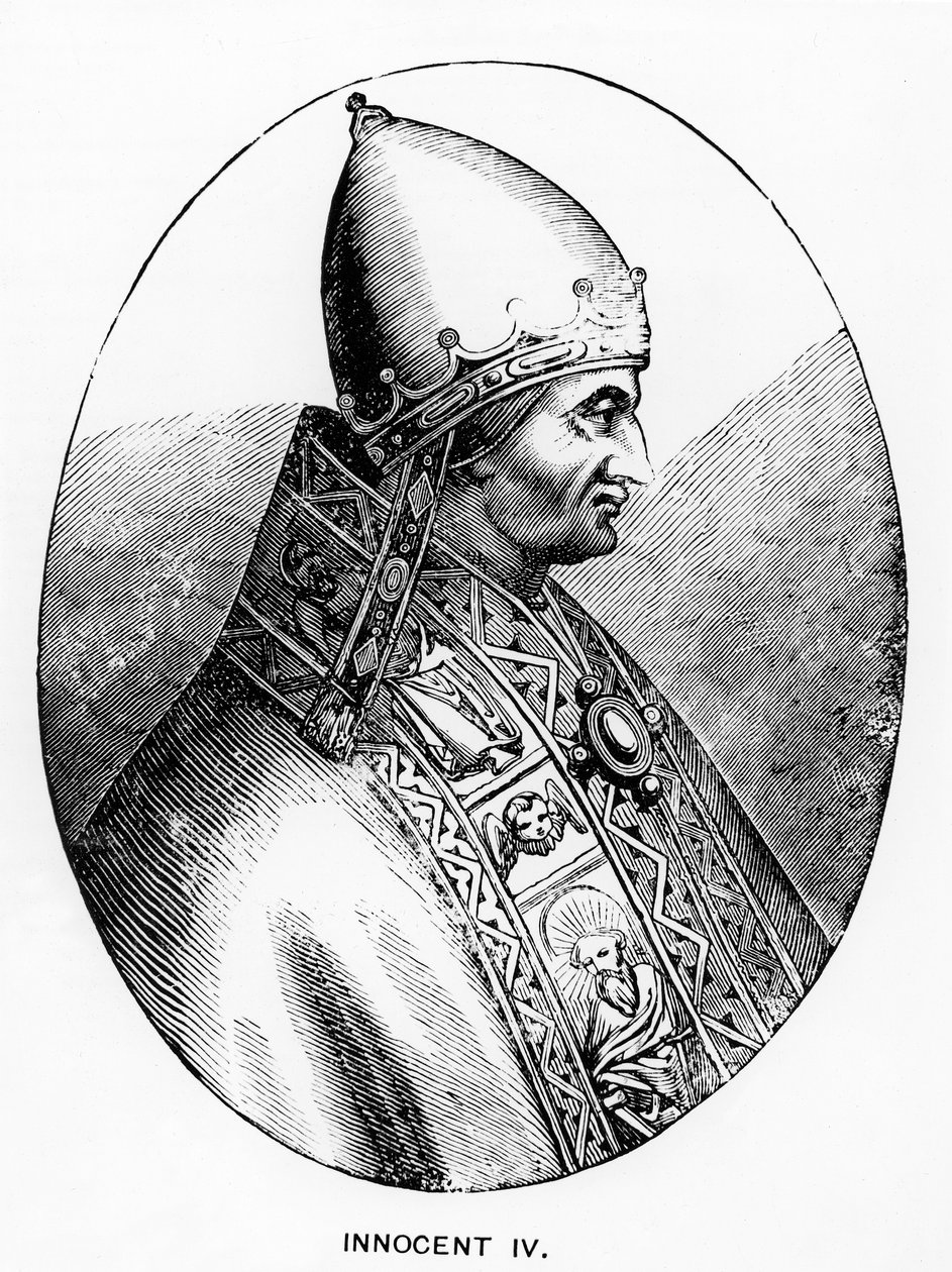 Porträt von Papst Innozenz IV. (gest. 1254) Illustration aus Wissenschaft und Literatur im Mittelalter und in der Renaissance, geschrieben und graviert von Paul Lacroix, 1878 von Italian School