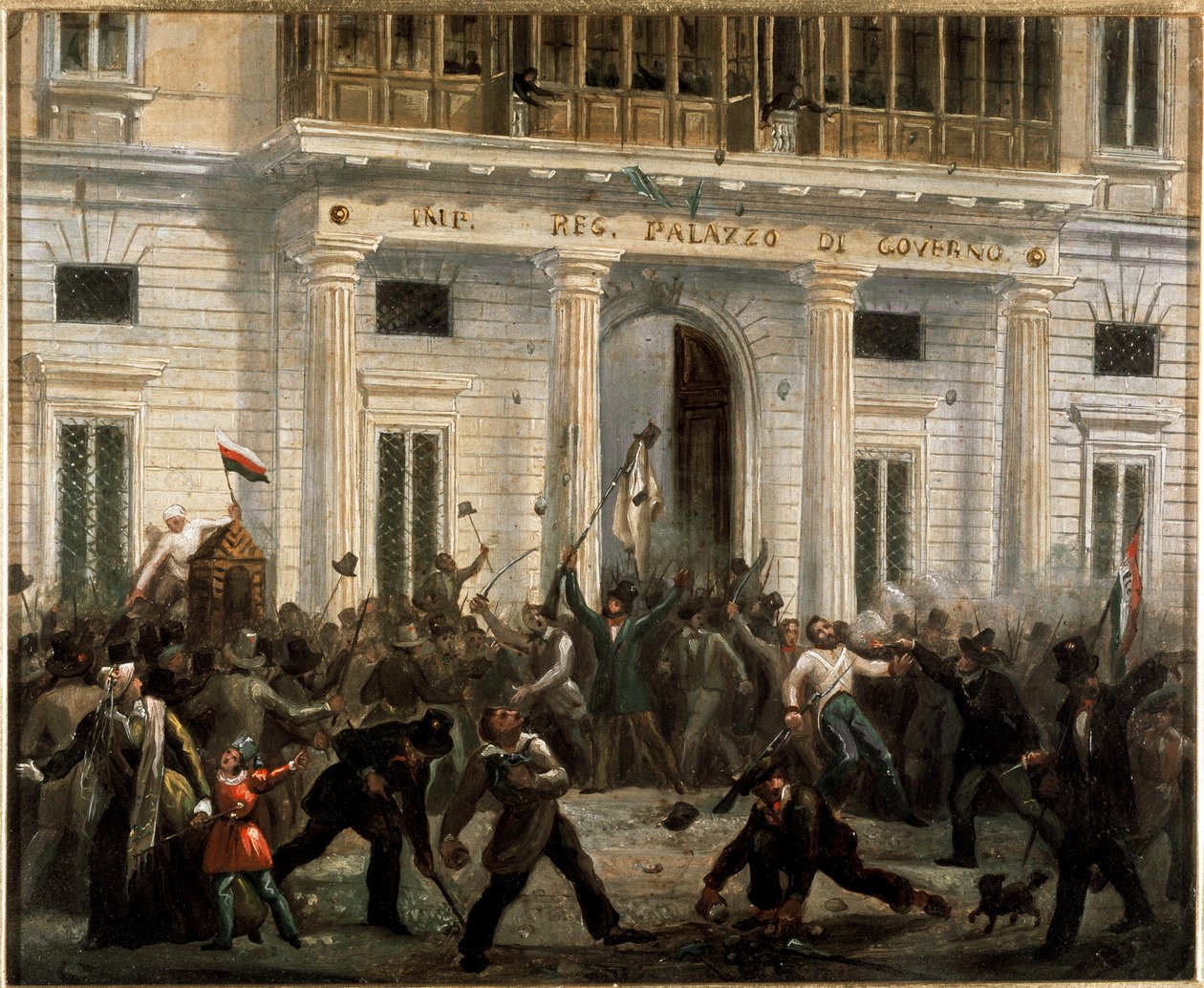 Revolutionen von 1848, Fünf Tage von Mailand: Aufständische erobern den Regierungspalast am 18. März von Italian School