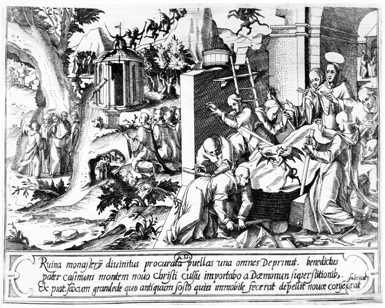 Heiliger Bruno gründet das Kartäuserkloster von Italian School