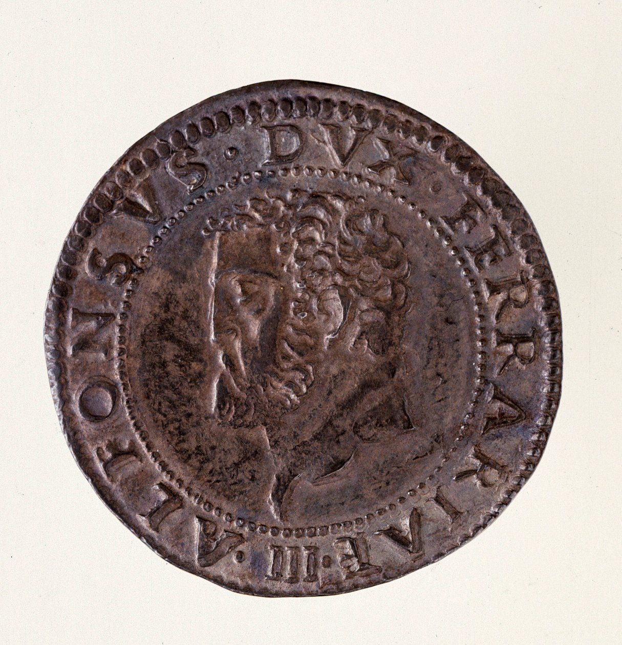 Silbermünze (Testone) aus Ferrara: Herrschaft von Herzog Alfonso II d