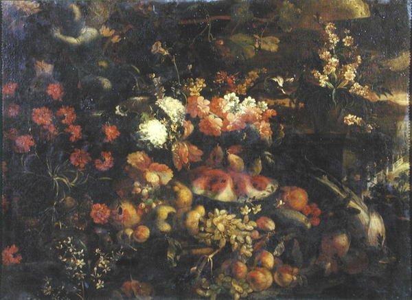 Stillleben mit Früchten und Putti von Italian School