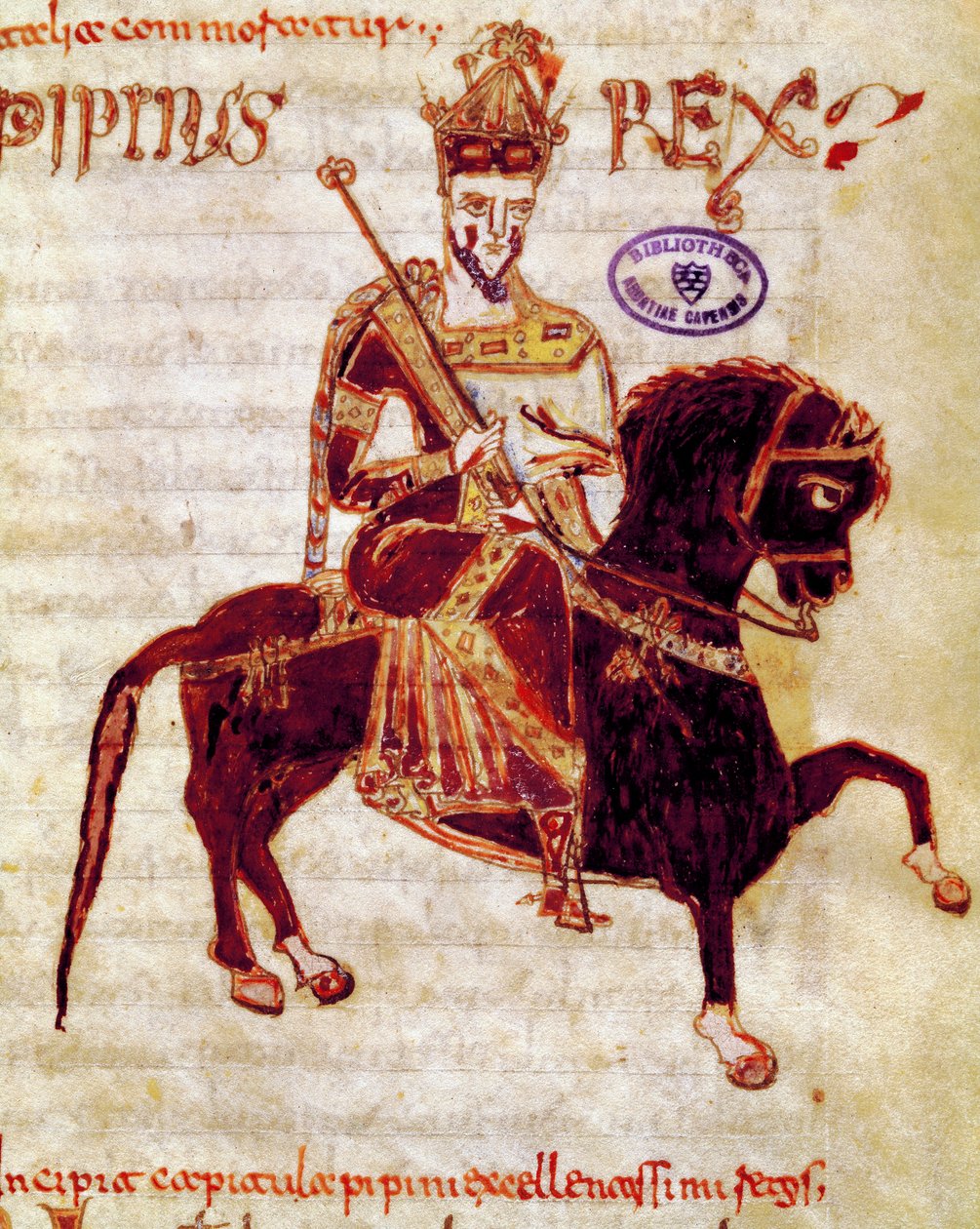Der König der Franken Pippin der Kurze (715-768) Manuskriptseite (ms. 4) „Codex Legum Longobardorum“ von Italian School