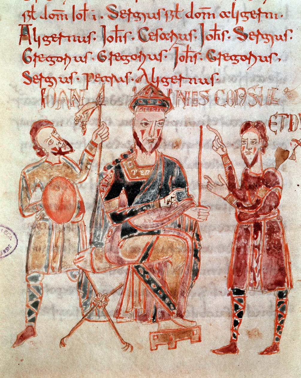 Der lombardische Prinz von Neapel Giovanni (ca. 981) (Miniatur aus „Codex Legum Longobardorum“) von Italian School
