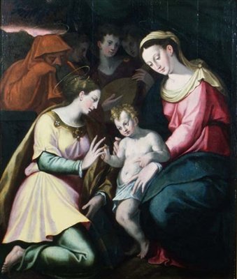 Die mystische Hochzeit der hl. Katharina, um 1600 von Italian School