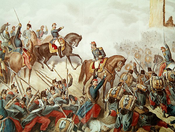 Die Piemontesen und die Franzosen in der Schlacht von San Martino 1859 von Italian School
