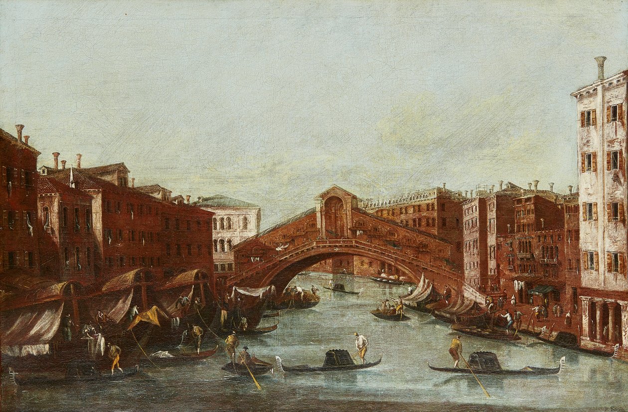 Die Rialtobrücke vom Canal Grande von Italian School