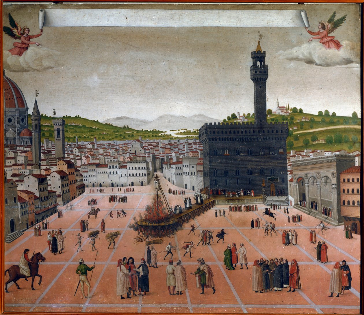 Der Scheiterhaufen von Girolamo Savonarola auf der Piazza della Signoria, Florenz 1498 von Italian School