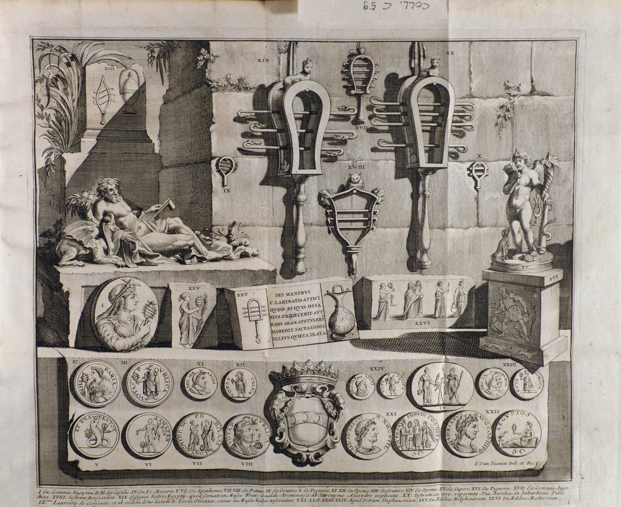 Das Sistrum (Sistra), verschiedene Darstellungen aus De sistris von Benedictus Bacchinius (1651-1721) von Italian School