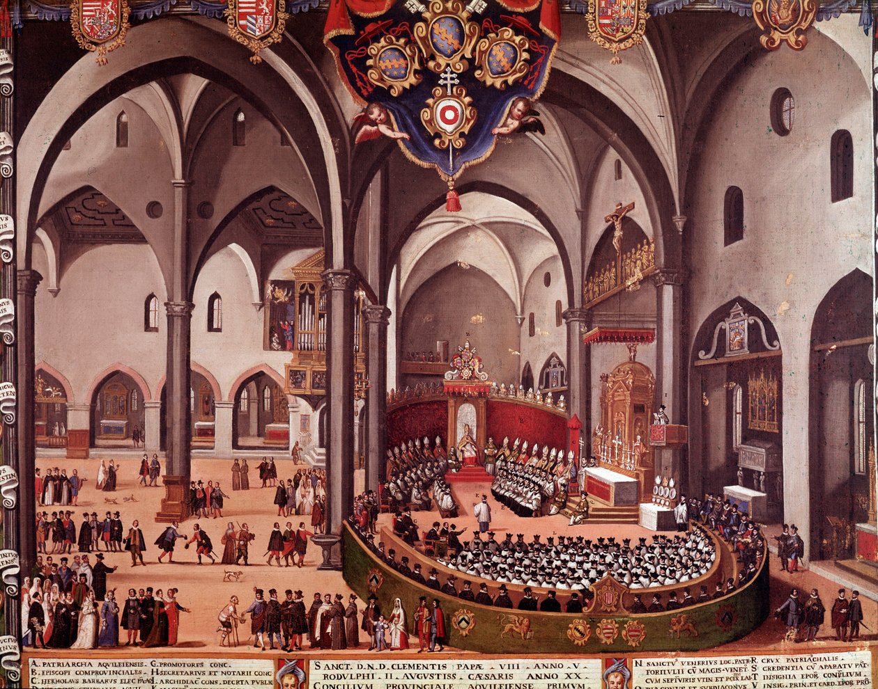 Ansicht des Konzils von Aquileia im Jahr 1596 (Konzil von Aquileia) von Italian School
