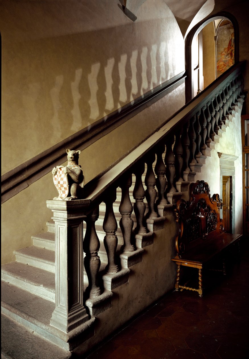 Ansicht der Treppe des Rathauses (Palazzo degli Anziani) von Italian School