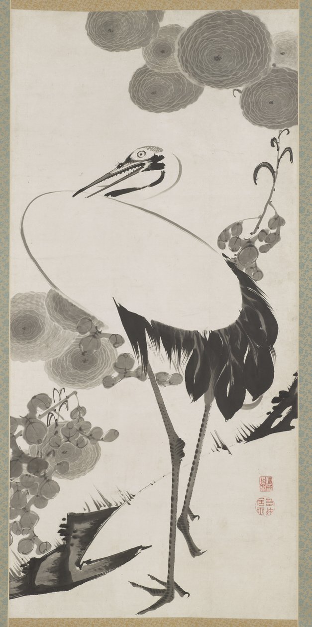 Kranich, Hängerolle, Edo-Periode von Ito Jakuchu