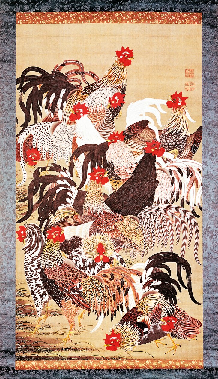 Dreizehn Hähne, aus Doshoku Sai-e (Farbenreiche Welt der Lebewesen) Edo-Periode, ca. 1757-66 von Ito Jakuchu