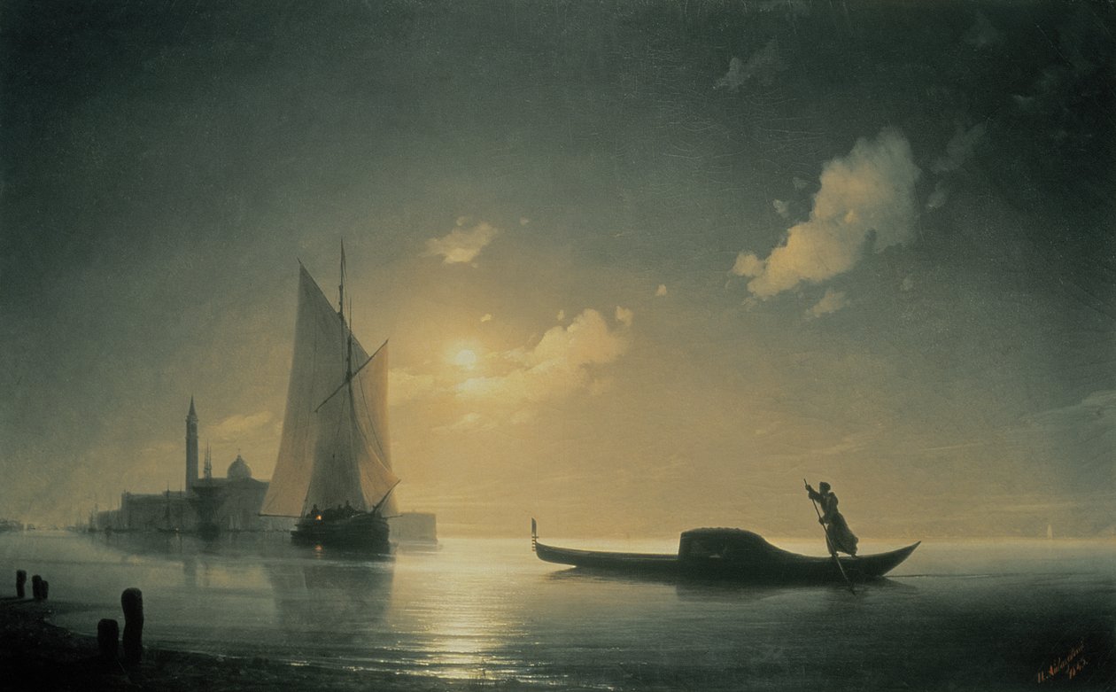 Gondoliere bei Nacht auf See, 1843 von Ivan Konstantinovich Aivazovsky
