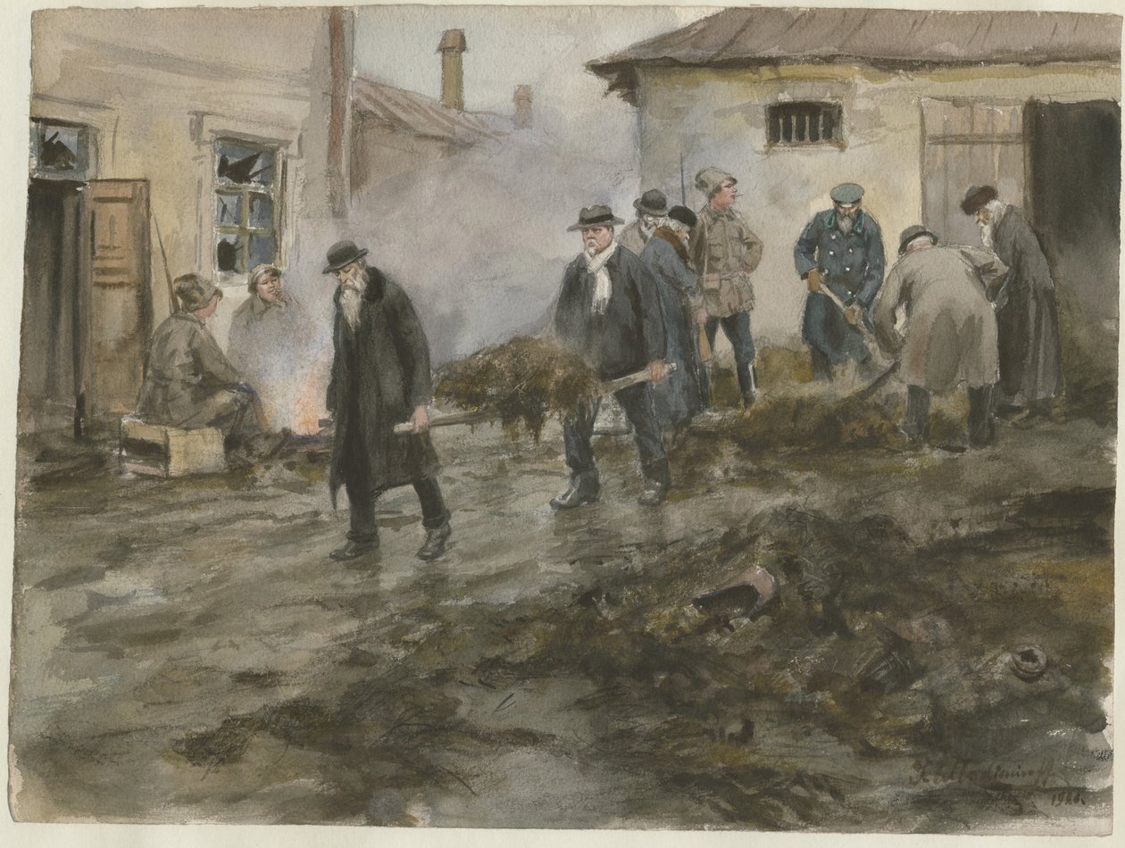 Bourgeoisie reinigt die Ställe aus der Aquarellserie Russische Revolution, 1920 von Ivan Alexeyevich Vladimirov