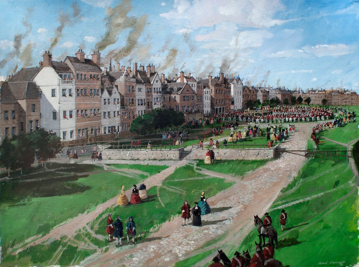 Rekonstruierte Ansicht von Tower Hill mit der Hinrichtung von Lord Lovat im Jahr 1747 von Ivan Lapper