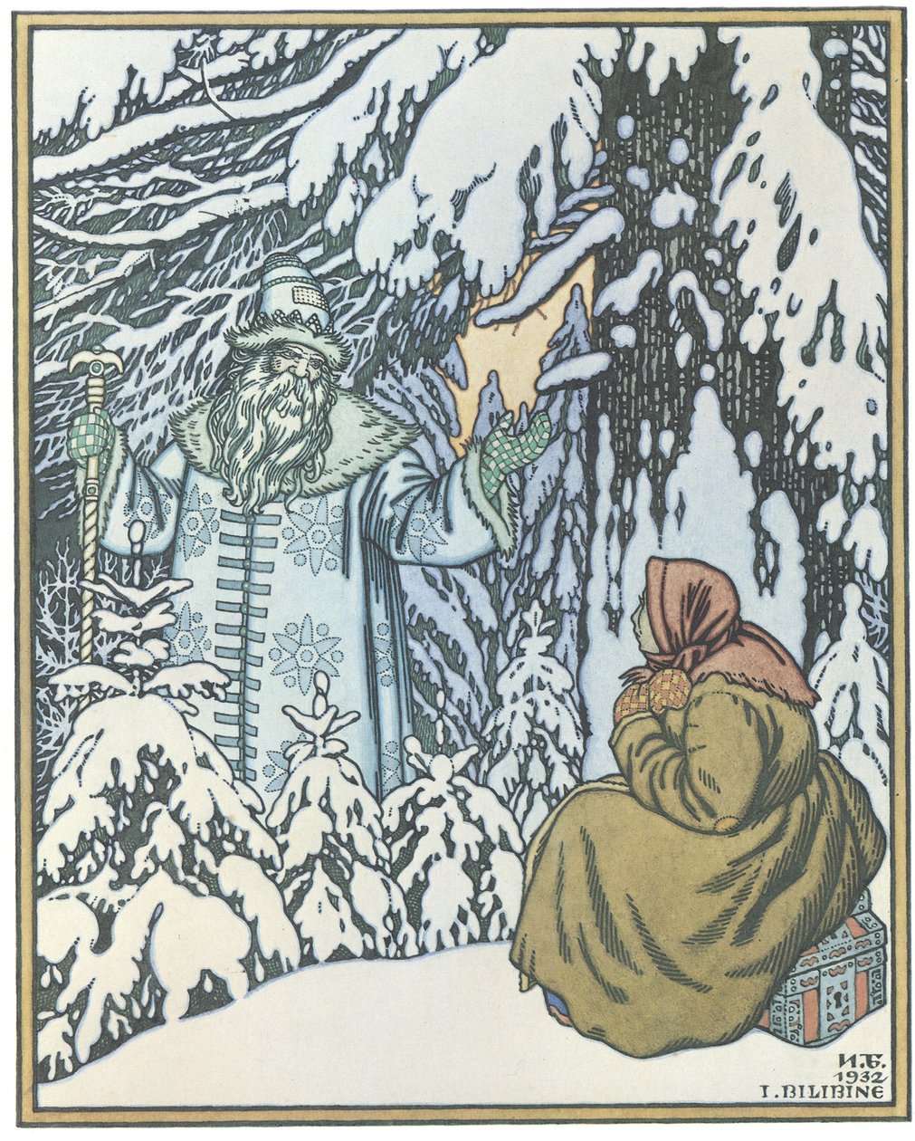 Illustration zum Märchen Morozko, 1932 von Ivan Yakovlevich Bilibin
