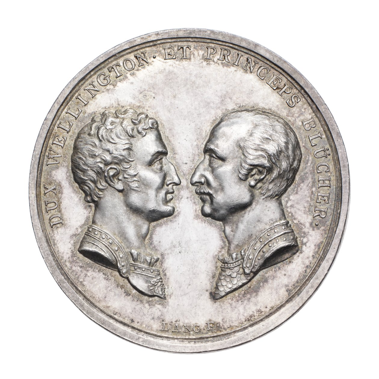 Medaille zur Erinnerung an den Herzog von Wellington und Feldmarschall von Blücher 1815, ca. 1815 von J. N. Lang