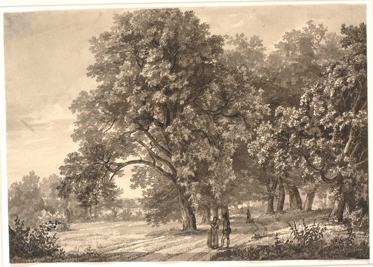 Ansicht einer Straße in einem Wald bei Sorø, Seeland von Johan Christian Dahl