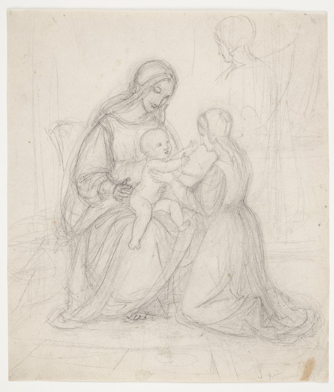 Sitzende Madonna mit Kind und kniender Frau von J.L. Lund