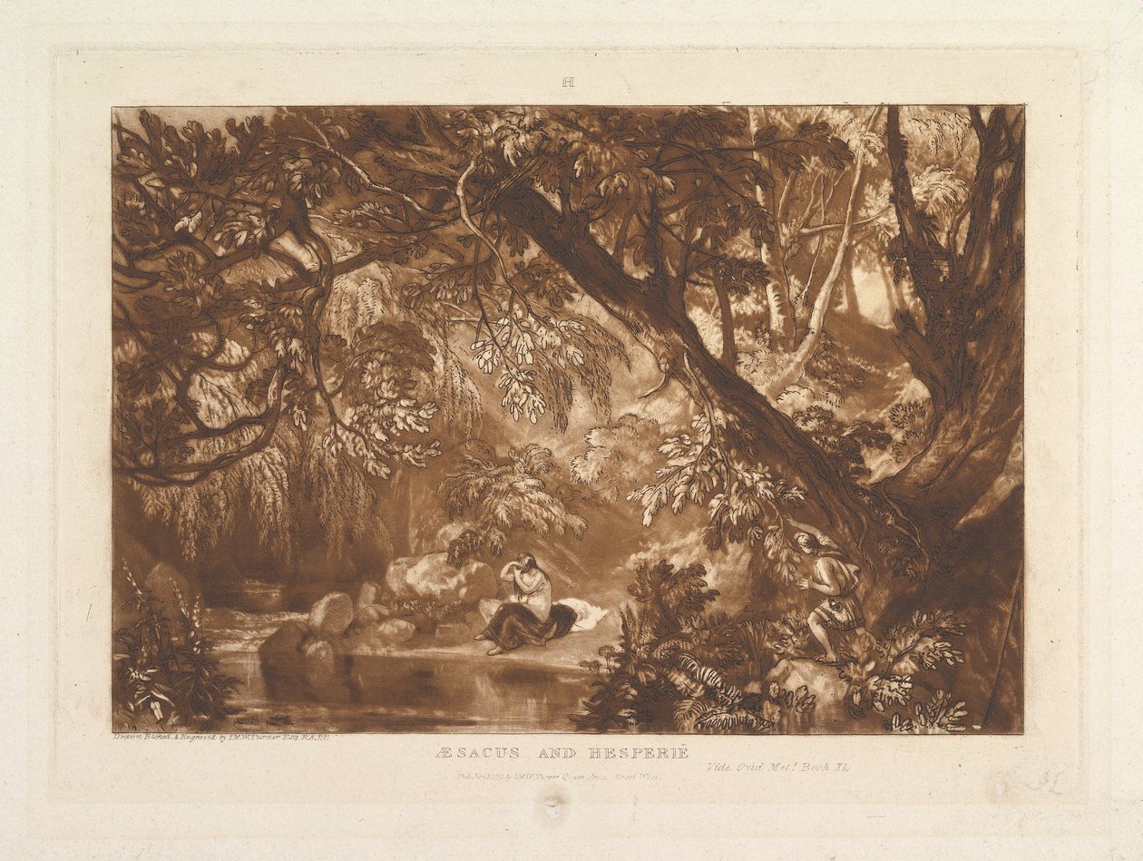 Aesacus und Hesperie, siehe Ovid Metamorphosen, Buch XI Liber Studiorum, Teil X..., 1. Januar 1819 von Joseph Mallord William Turner
