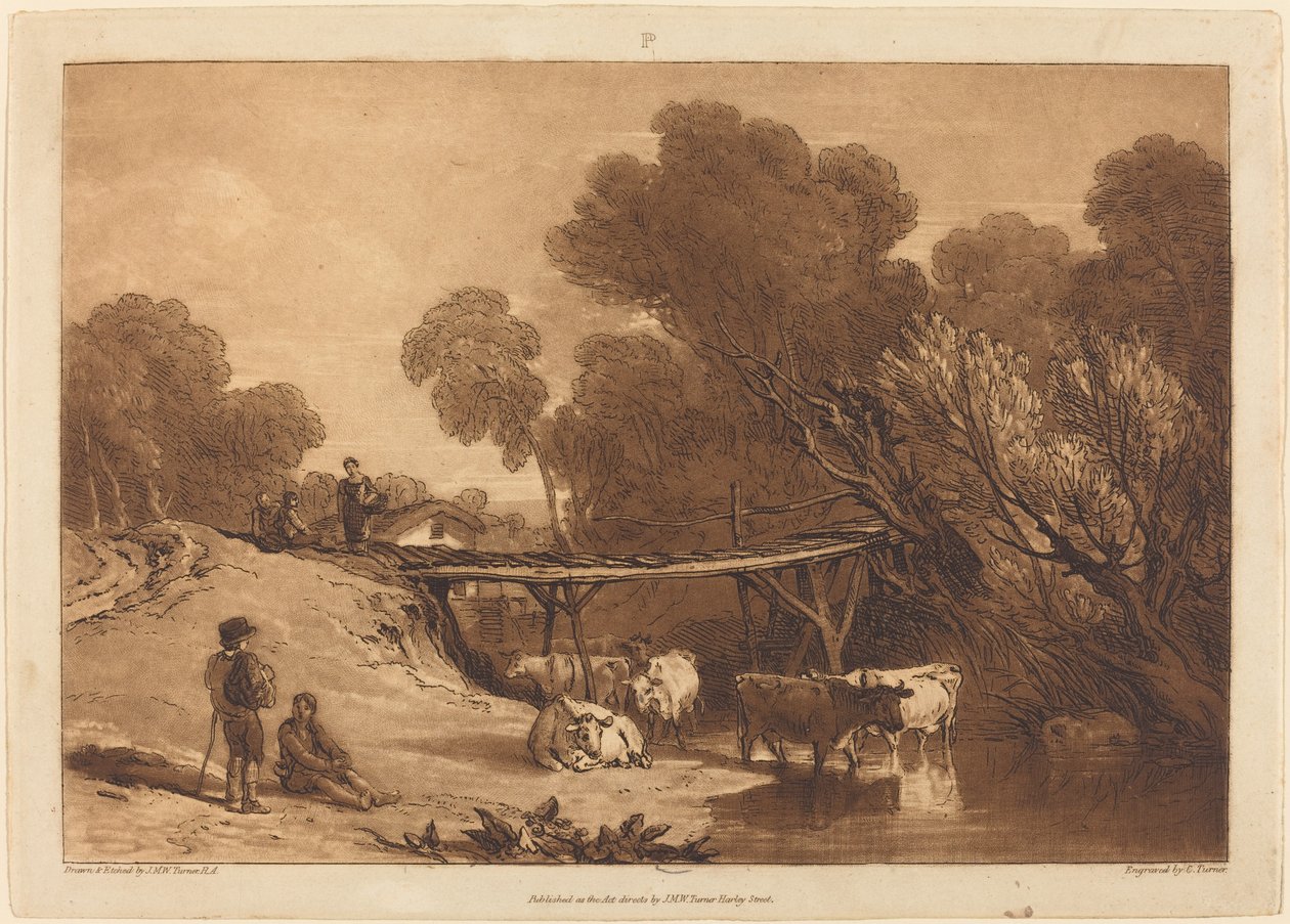 Brücke und Kühe von Joseph Mallord William Turner