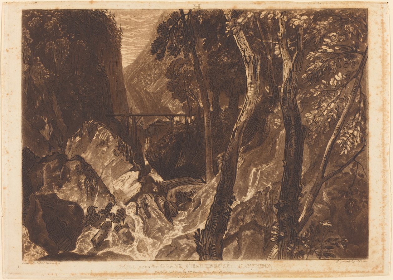 Mühle bei der Grande Chartreuse, veröffentlicht 1816 von Joseph Mallord William Turner